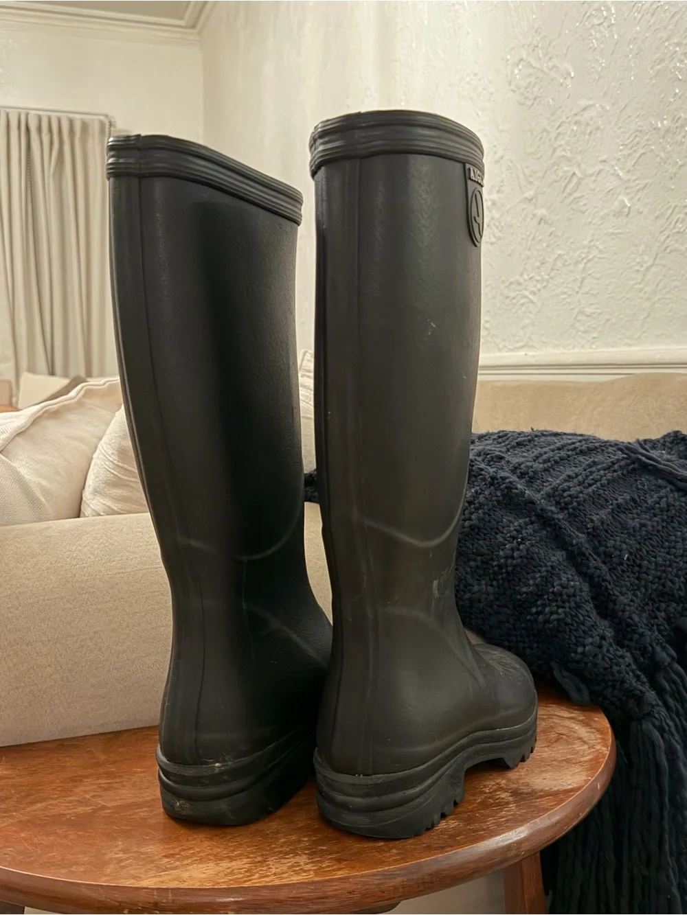 Aigle Black Tall Rubber Rain Boots - Classic Matte Finish eu 38